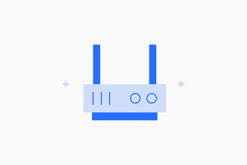 Geometric router wireless illustration in flat style design. Vector illustration. Duotone blue icon.