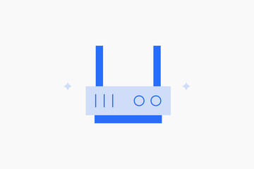 Geometric router wireless illustration in flat style design. Vector illustration. Duotone blue icon.