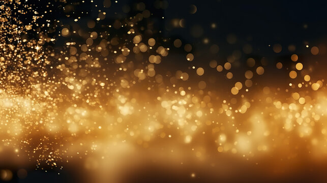 A glitzy gold background with vintage charm, featuring shimmering particles and a hint of Christmas magic on a dark base with a gold foil texture