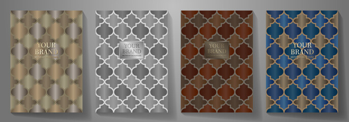 Seamless arabesque pattern for cover design set. Modern Luxury vector art background. Premium fashionable template for cover design, invitation, flyer, wedding card, note book, menu design. Tile.

