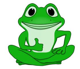 Funny green frog and thumbs up