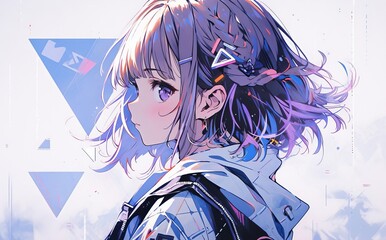 Obraz premium アニメ風の女の子イラスト,Generative AI AI画像