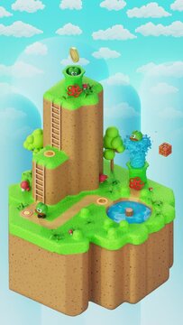 Vertical video video game platform level with pipe and character gaming - loop animation