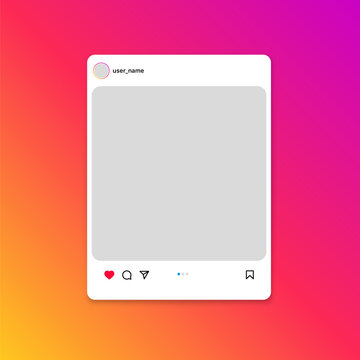 instagram post frame mockup template. social media and social network, instagram icons, feed post mock up. vector user interface template . instagram gradient background