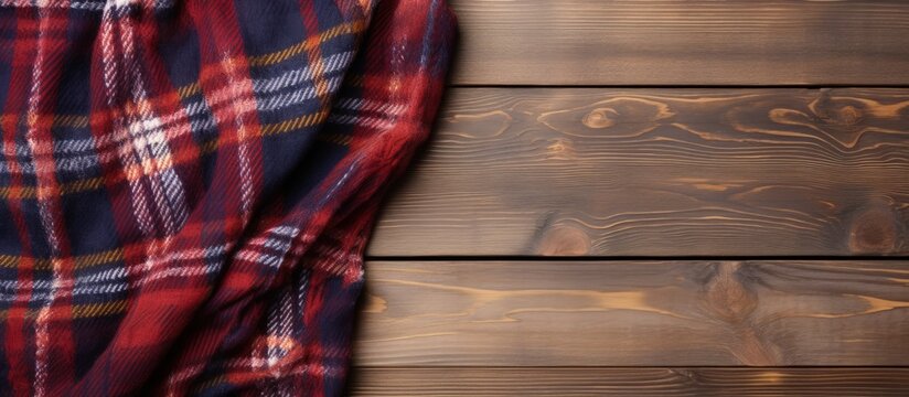 2020 figures on a cozy plaid scarf warm winter accessory on wooden background