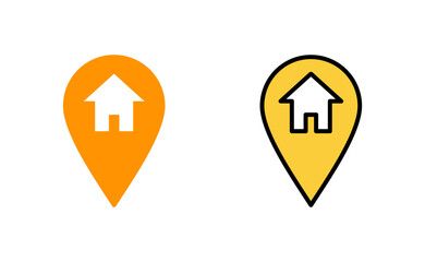 Address icon set for web and mobile app. home location sign and symbol. pinpoint