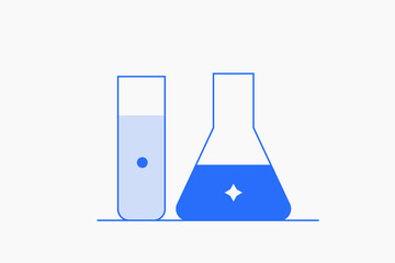 Geometric chemistry illustration in flat style design. Vector illustration. Duotone blue icon.