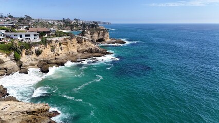 Fototapeta na wymiar Aerial Shot of beautiful cliffs in Laguna Beach, California