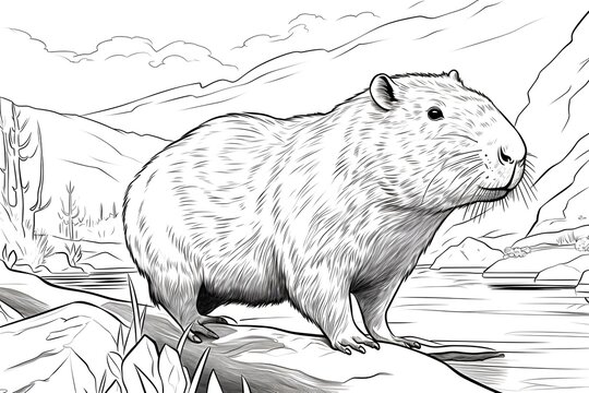 Coloring page cute capybara