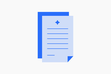 Geometric contract and document illustration in flat style design. Vector illustration. Duotone blue icon.