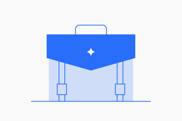 Geometric briefcase  illustration in flat style design. Vector illustration. Duotone blue icon.