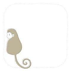 シンプルなタッチで描かれた後ろ姿に顔を横向きにしたしっぽの長い可愛い猿のベクターイラスト