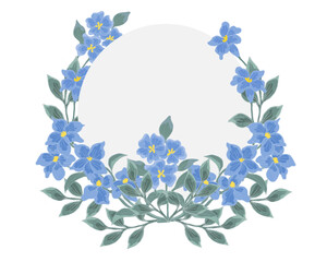 Hand Drawn Delphinium Flower Wreath