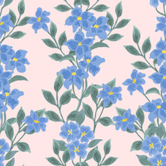 Hand Drawn Delphinium Flower Seamless Pattern