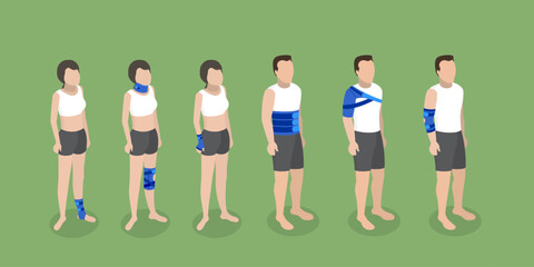 Fototapeta premium 3D Isometric Flat Vector Conceptual Illustration of Rehabilitation After Trauma, Osteoarthritis joint Disease