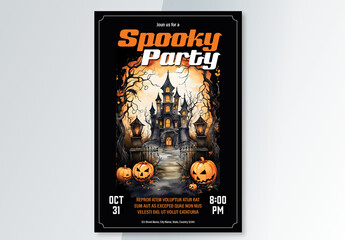 Halloween Poster with AI Generated Illustration