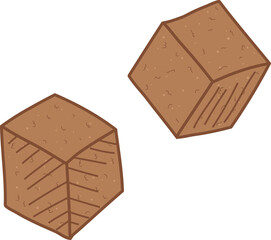 Square Brown Sugar Cubes Blocks Graphic Illustration Element