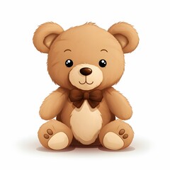 brown teddy bear flat art isolated on white