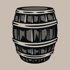 wooden old barrel silhouette, vector style.  Icon. Cartoon. Storage of alcohol. Cartoon style. Illustration for design and decoration.