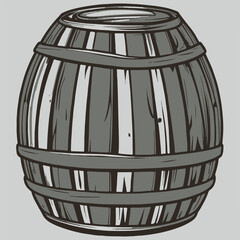 wooden old barrel silhouette, vector style.  Icon. Cartoon. Storage of alcohol. Cartoon style. Illustration for design and decoration.