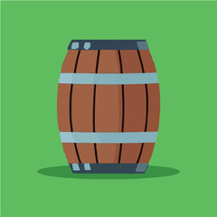 wooden old barrel silhouette, vector style.  Icon. Cartoon. Storage of alcohol. Cartoon style. Illustration for design and decoration.