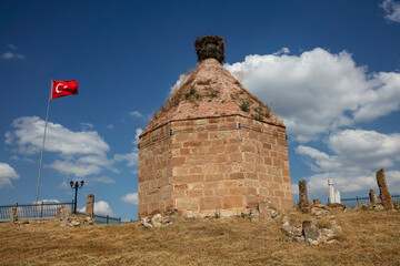 Historical ancient Frig (Phrygia, Gordion) Valley. Tomb (shrine, turbe) and old cemetery. Frig...