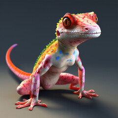 portrait of a 3d gecko with a unique pattern