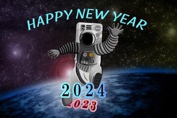 ★宇宙遊泳をしている宇宙飛行士からのHAPPY NEW YEAR