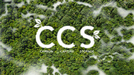 CCS concept, net zero operations concept Save energy green energy Reduce carbon dioxide emissions...