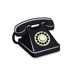 black retro telephone isolated on white