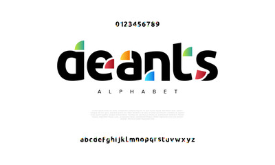 Deants creative modern urban alphabet font. Digital abstract moslem, futuristic, fashion, sport, minimal technology typography. Simple numeric vector illustration