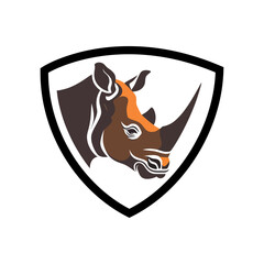 rhino head on shield logo with good quality