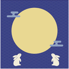 十五夜　お月見のうさぎのイラスト　中秋の名月