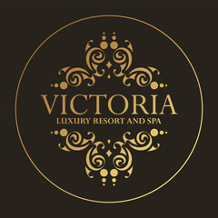 Luxury hotel label template. Trendy vintage royal ornament frames illustration.