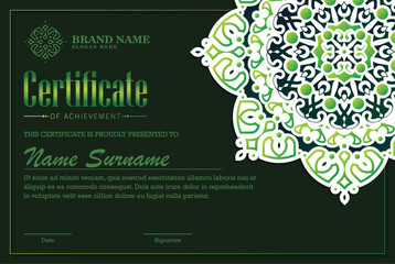 Elegant mandala award certificate template