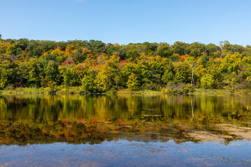 Autumn colors on Lake Alice at William O'Brien State Park near Marine Saint Croix, Minnesota