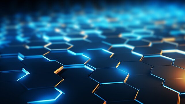 Hexagonal shaped blue technology background image