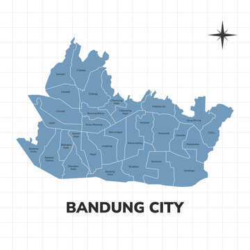 Bandung city map illustration. Map of cities in Indonesia