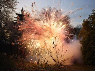 Fototapeta premium A Photo of a Burst of Fireworks Near the Ground