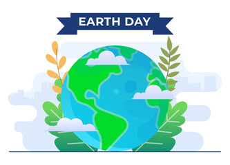Earth Day concept flat vector illustration vector template for poster, banner, Ecological awareness, Caring for nature and environment, Green globe, Reuse and recycling, Zero waste