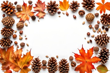 autumn leaves and acorns