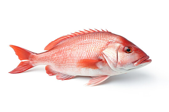 Image of red snapper on a white background. Animals. Illustration, Generative AI.