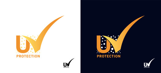 UV protection check logo design, u v letter vector icon symbol © SlametWahono