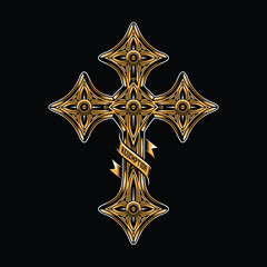 Heraldic Cross Vector Graphic On Black