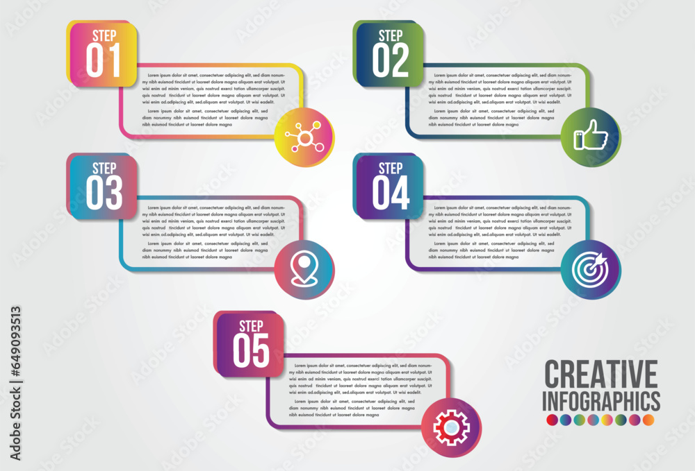 Wall mural business infographic design template with icons and 5 numbers options or steps. can be used for proc
