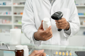 Payment with Barcode scanning to sell medicines. Pharmacist recommends medicines to customers....