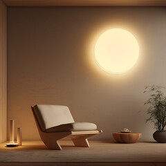 Modern living room light circle on background generative ai 