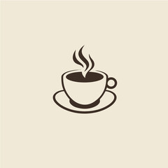 simple logo of a cup of coffee, vector art