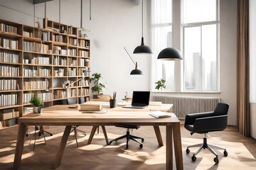 room with books 4k HD quality photo. 