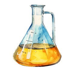 laboratory flask watercolor illustration, generative AI